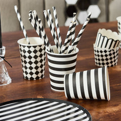 Monochrome Striped and Diamond Paper Cups  8pk. - Pretty Day