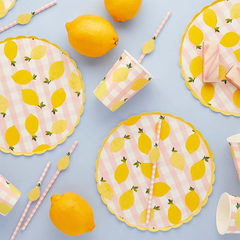 Hootyballoo by Club Green - Lemon & Gingham Paper Plate 8 Pack - Pretty Day
