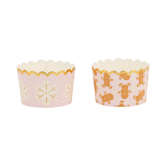 Foiled Jumbo Gingerbread Snowflakes Jumbo Food Cups 40pk. - Pretty Day