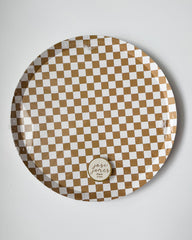 Checkered Gold Matte Plate - pk - Pretty Day