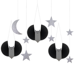 Meri Meri Large Bat, Stars And Moon Halloween Hanging Decoration