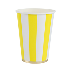 Soleil Yellow Cabana Stripe Cups 8pk. - Pretty Day