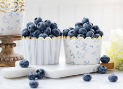 Jumbo Foiled Pembroke Floral Stripe Baking Cup 40pk. - Pretty Day
