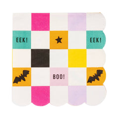 Halloween Checkerboard  Cocktail Napkin - 24pk - Pretty Day
