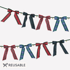 Holiday Plaid Bow Bell Garland
