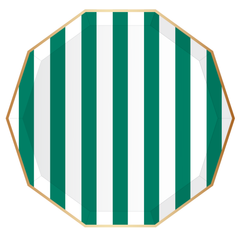 Bonjour Fête - EMERALD GREEN SIGNATURE CABANA STRIPE PLATES - Pretty Day