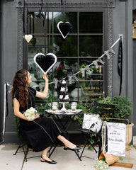 Black and White Honeycomb Hanging Hearts 3pk.