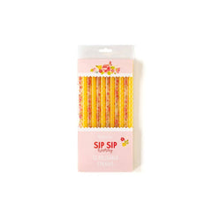 Bright Gingham Floral Reusable Straws 12pk. - Pretty Day