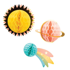 Space Theme Hanging Honeycomb Planets 3pk. - Pretty Day