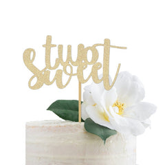 Two Sweet Cake Topper / Girl's Second Birthday Party Decoration / 1st decor sign/  Ice Cream Candy  Themed / Gold Glitter Pick /Centerpiece - Pretty Day