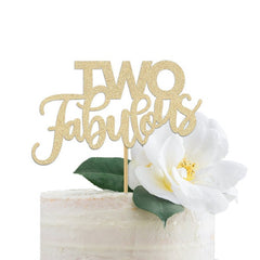 Two Fabulous Cake Topper / Girl's Second Birthday Party Decoration / 2nd decor Sign /  Two Years Old 2 2nd Daughter Decor Diva Fun Too - Pretty Day