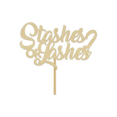 Stashes or Lashes? Cake Topper Gold | Cute Gender Reveal Party Decorations - Pretty Day