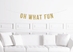 Children's Christmas Party Decorations / Oh What Fun Party Banner / Christmas Decor / Kids Holiday Party Supplies Gold for Tree - Pretty Day