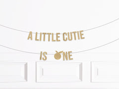 A Little Cutie is One Banner, Cutie 1st Birthday Decorations, Orange Themed First Birthday Decor, Clementine Orange Theme First Boy Girl - Pretty Day
