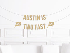 Retro Vintage Car Themed 2nd Birthday Decorations, Race Car Themed 2nd Birthday Decoration, Custom Two Fast Birthday Banner - Pretty Day