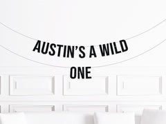 Custom Wild One Cursive Banner / Gold Script Glitter First Birthday Sign / Wilderness Forest Theme Decor / She's  He's  Name's Personalized - Pretty Day