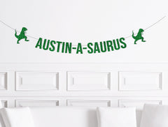 Custom Dinosaur Birthday Decorations,  Dinosaur Birthday Party Banner, Nameasaurus Sign, Dinosaur Cake Smash Backdrop Sign, Party Supplies - Pretty Day