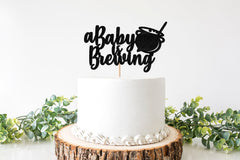 Halloween Baby Shower Cake Topper, A Baby is Brewing Theme Decorations, October Baby Shower, Witch Cauldron, Party Supplies - Pretty Day