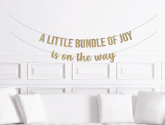 Christmas Baby Shower Decorations, A Little Bundle of Joy Is On The Way Banner, Winter Baby Shower Decor,  Holiday Shower Party Supplies - Pretty Day
