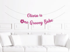 Custom One Groovy Babe Decorations, Retro 1st Birthday Decor, 70s One Cake Smash Party Supplies, Girl, Hippy, Festival - Pretty Day
