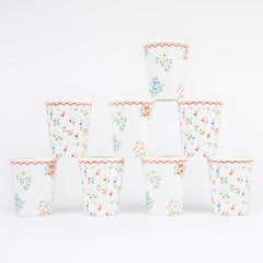 Ditzy Posy Scalloped Cups 8pk. - Pretty Day