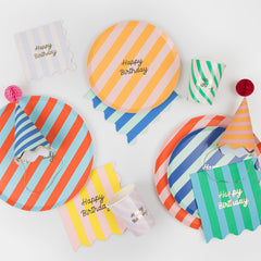 Stripe Happy Birthday Side Plate - 8 pk - Pretty Day