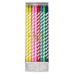 Bright Striped Party Candles 24pk.