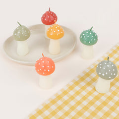 Rustic Mini Mushroom Candles 6pk.