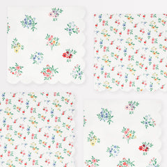 Ditsy Posy Scalloped Napkins Large 16pk. - Pretty Day