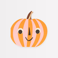 Halloween Pink & Orange Stripy Pumpkin Napkins (x 16) - Pretty Day