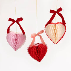 Honeycomb Heart Valentines Decorations 3pk. - Pretty Day