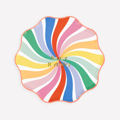 Rainbow Swirl Happy Birthday Plates Small 8pk.