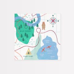 Camping Adventure Map Napkins Large 16pk. - Pretty Day