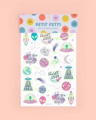 Petit Fetti - Space Girl Glo Tats - 46 temporary tattoos - Pretty Day