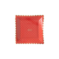 PLTS357G - Red With Polka Dot Scallop Plate - Pretty Day