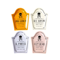 PREORDER SHIPPING 8/1-8/8 - PUM1047 -  Hey Pumpkin Tombstone Shaped Paper Plate Set - Pretty Day