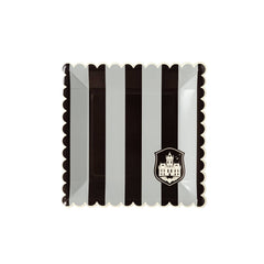 PREORDER SHIPPING 8/1-8/8 - WED1039 -  Party More Tonal Black Stripe Paper Plate - Pretty Day