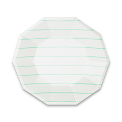 Frenchie Striped Mint Plates Large- 8 Pk S9069 - Pretty Day