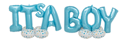 "It's A Boy" Phrase Airloonz Foil Mylar Air Jumbo Balloon Kit S8031 - Pretty Day