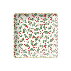 My Mind’s Eye - PRESALE SHIPPING MID OCTOBER - HOL1041 - Holly & Stripes Scallop Paper Plate - Pretty Day