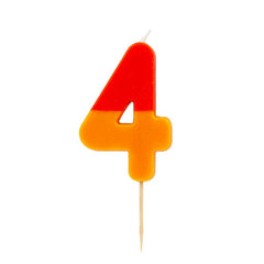 Orange Red Number 4 Birthday Candle S0123 - Pretty Day