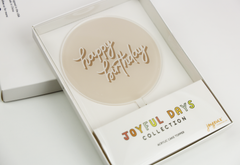 Happy Birthday Taupe Acrylic Cake Topper - Pretty Day