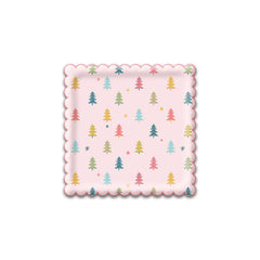 My Mind’s Eye - PRESALE SHIPPING MID OCTOBER - BRT1041 - Bright Holiday Square Scallop Trees Paper Plate - Pretty Day