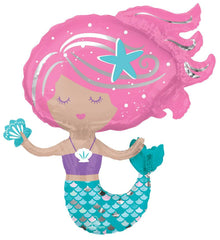 Pink Hair Mermaid Jumbo Foil Balloon S2137 - Pretty Day