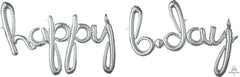 Happy Bday Script Phrase Silver Air Fill Balloon Gold S2138 - Pretty Day