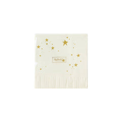 My Mind’s Eye - BAB938 - Baby Neutral Star Fringed Cocktail Napkin - Pretty Day