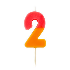 Orange Pink Number 2 Birthday Candle S0087 - Pretty Day