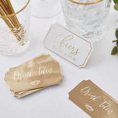 Gold Wedding Drink Tokens - 25 Pack S2068 - Pretty Day
