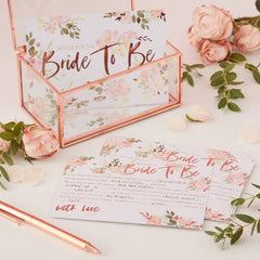 Floral  Bridal Shower Advice Cards For Bride Rose Gold S2110 - Pretty Day