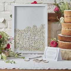 Drop Wooden Heart Frame Wedding Guest Book S0019 - Pretty Day